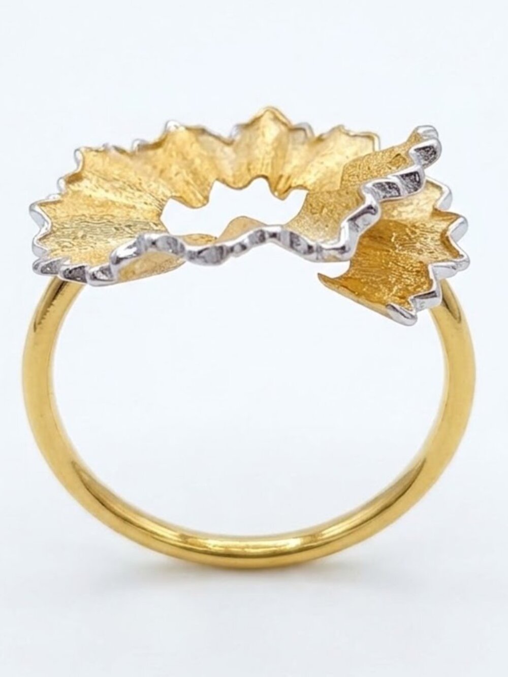 18K Gold Plated 925 Sterling Silver Sculptural Shavings Statement Ring